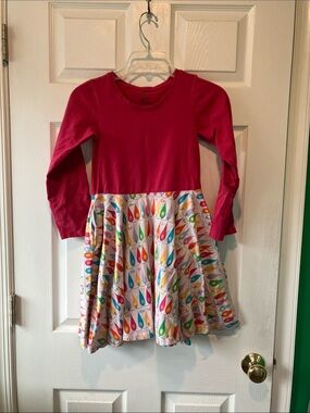 Princess Awesome Girls' Pink Long-Sleeve Dress with Chemistry Print Skirt 10